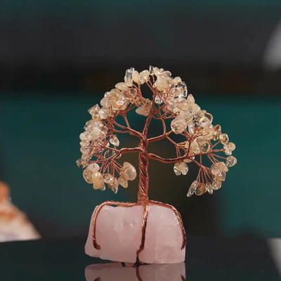 Citrine Tree With Raw Rose Quartz Tree