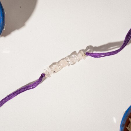 INFINITY LOVE RAKHI - Rose Quartz, Clear Quartz Chips.