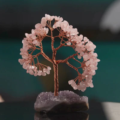 Rose Quartz with Amethyst Cluster Tree