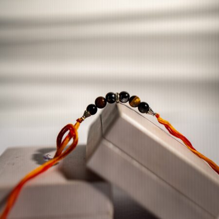 TRIPLE PROTECTION RAKHI - Black Tourmaline, Hematite, Tiger Eye.