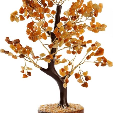 Wooden Golden Quartz Crystal Tree