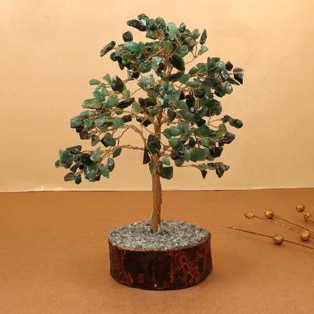 Wooden Green Aventurine Crystal Tree