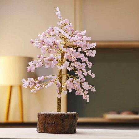 Wooden Rose Quartz Crystal Tree